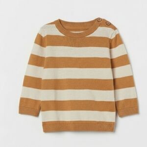 NWT H&M Baby/Toddler Striped Knit Cotton Sweater +Free Matching Ribbed Pants Set